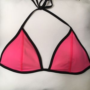 Neon pink and black Triangle bikini top